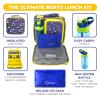 Bento Box, Insulated Lunch Bag, Ice Pack & Water Bottle Set for Kids - 5 Compartments, Lunches or Snack Container Boys Toddlers Daycare Pre-School, Kindergarten Blue Yellow Trucks view 2