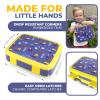 Bento Box, Insulated Lunch Bag, Ice Pack & Water Bottle Set for Kids - 5 Compartments, Lunches or Snack Container Boys Toddlers Daycare Pre-School, Kindergarten Blue Yellow Trucks view 3