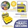 Bento Box, Insulated Lunch Bag, Ice Pack & Water Bottle Set for Kids - 5 Compartments, Lunches or Snack Container Boys Toddlers Daycare Pre-School, Kindergarten Blue Yellow Trucks view 4
