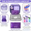 Bento Box with Insulated Lunch Bag, Ice Pack & Water Bottle Set for Kids - 5 Compartments, Lunches or Snack Container Girls, Toddlers Daycare Pre-School, Kindergarten Purple Unicorn view 2