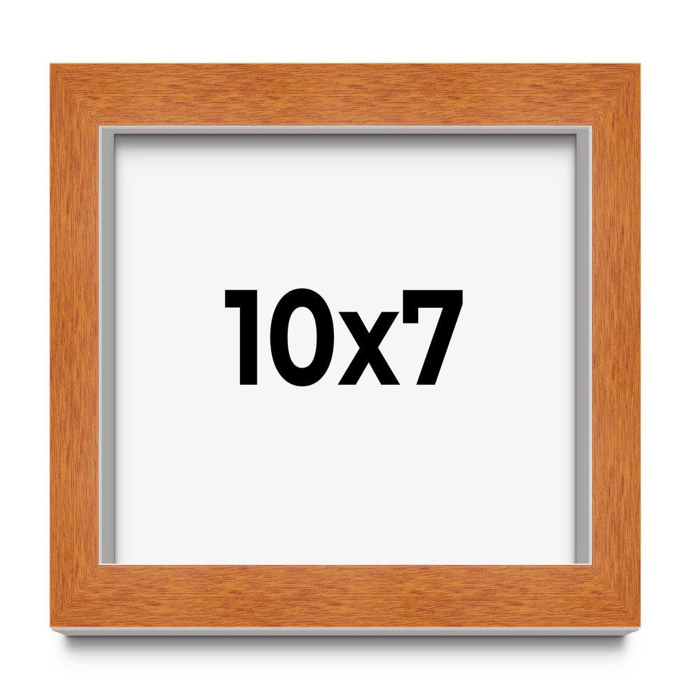 10x7 Frame Brown Traditional Honey Pecan Solid Wood Picture Frame | 0.875 Inch Moulding Width | 0.875 Rabbet Depth | with UV Acrylic Plexiglass, Foam Board Backing & Hanging Hardware Included