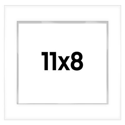 11x8 Shadow Box White Display Frame 1 Inch Deep | 1.5 Inch Wide Moulding | Includes Shatter Resistant Acrylic Plexiglass, Acid-Free Backing and Hanging Hardware