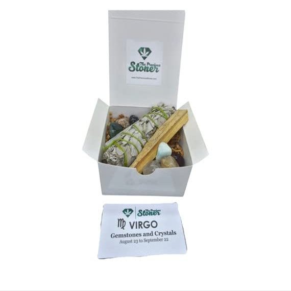 Virgo Zodiac Crystals Smudge Kit Palo Santo Selenite Sage Virgo Stones Set Virgo Crystals and Gemstones Set Zodiac Virgo Crystals Gift Set