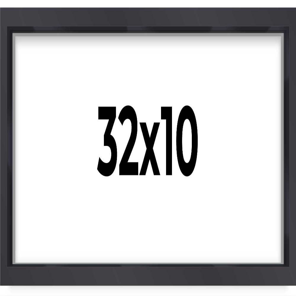 10x32 Shadow Box Frame Contemporary Black | 3/4" Depth of Usable Space| Interior Size 10x32 or 32x10 Inches| UV Resistant Acrylic, Acid-Free Backing, Wall Hangers | Made in USA