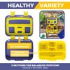 Bento Box with Thermo, Insulated Lunch Bag, & Ice Pack Set for Kids or Toddlers. Stainless Steel Food Jar, 5 Compartment Lunch-Box for Pre-School or Daycare, Blue Yellow Trucks view 4