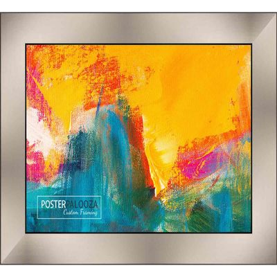 Poster Palooza 36x28 Contemporary Pewter Complete Wood Picture Frame with UV Acrylic Plexiglass, Foam Board Backing & Hardware Included