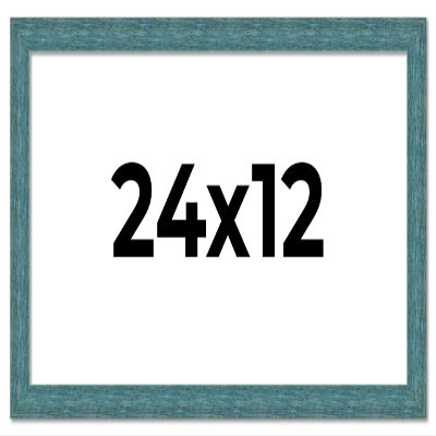 Poster Palooza 24x12 Frame Blue Teal Distressed Solid Wood Picture Frame | 1.25 Inch Moulding Width | Includes UV Acrylic Plexiglass, Foam Board Backing & Hanging Hardware Included