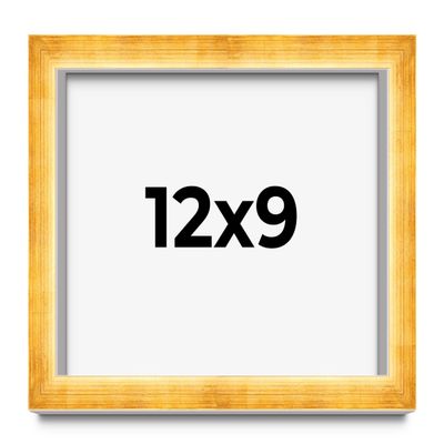 12x9 Shadow Box Vintage Gold Leaf Block Display Frame | Solid Wood 1.5 Inches Deep | 1 Inch Mouding Width | Includes Shatter Resistant Acrylic Plexiglass, Backing and Hanging Hardware