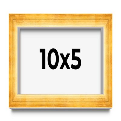 10x5 Shadow Box Vintage Gold Leaf Block Display Frame | Solid Wood 1.5 Inches Deep | 1 Inch Mouding Width | Includes Shatter Resistant Acrylic Plexiglass, Backing and Hanging Hardware