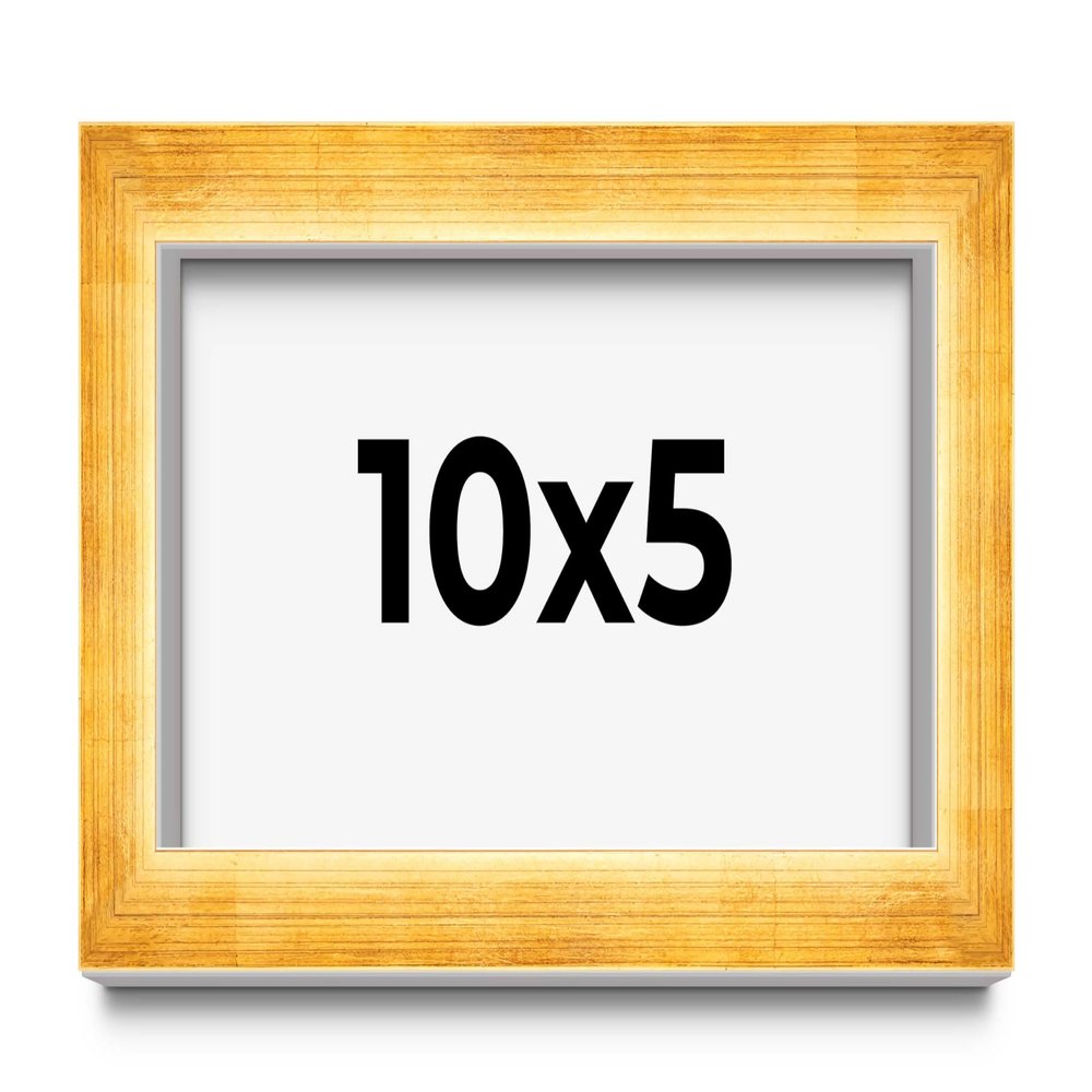 10x5 Shadow Box Vintage Gold Leaf Block Display Frame | Solid Wood 1.5 Inches Deep | 1 Inch Mouding Width | Includes Shatter Resistant Acrylic Plexiglass, Backing and Hanging Hardware
