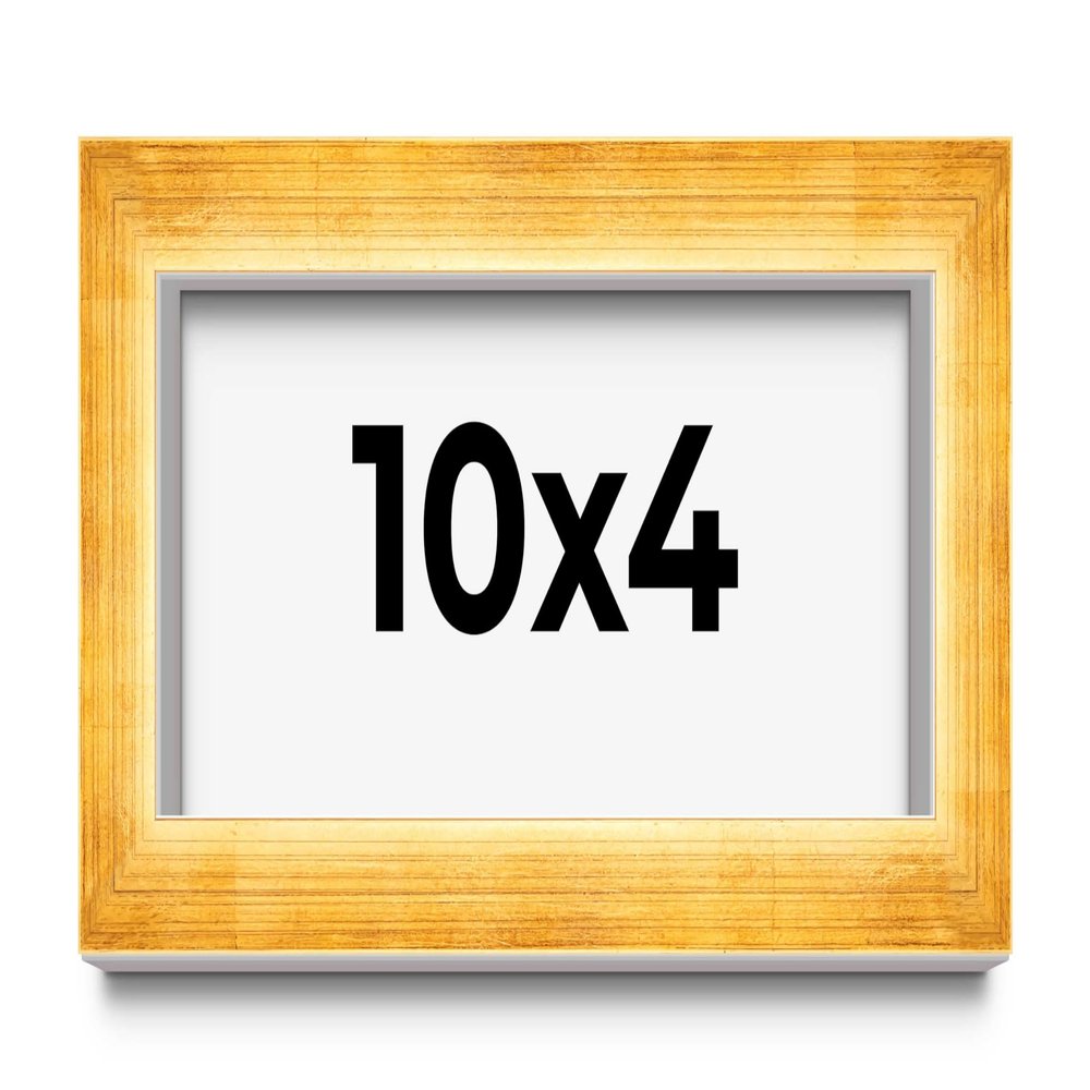 10x4 Shadow Box Vintage Gold Leaf Block Display Frame | Solid Wood 1.5 Inches Deep | 1 Inch Mouding Width | Includes Shatter Resistant Acrylic Plexiglass, Backing and Hanging Hardware