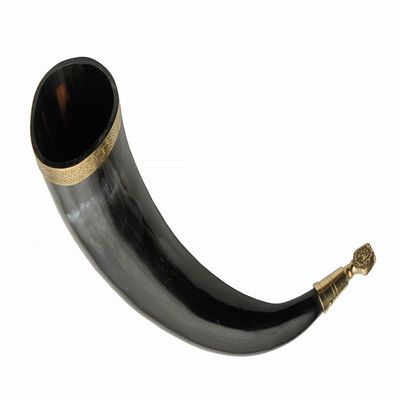 SZCO Supplies 10oz. Black/Brass Horn Viking/Medieval Style Beer/Mead/Grog/Wine Drinking Horn (230980)
