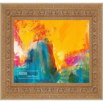 Poster Palooza 29x23 Ornate Gold Complete Wood Picture Frame with UV Acrylic Plexiglass, Foam Board Backing & Hardware Included