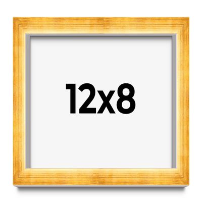 12x8 Shadow Box Vintage Gold Leaf Block Display Frame | Solid Wood 1.5 Inches Deep | 1 Inch Mouding Width | Includes Shatter Resistant Acrylic Plexiglass, Backing and Hanging Hardware