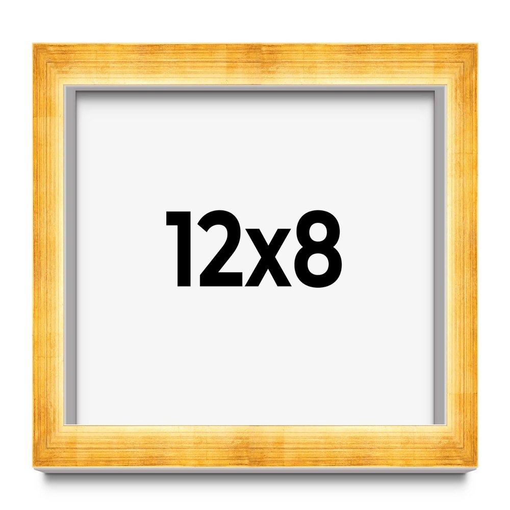 12x8 Shadow Box Vintage Gold Leaf Block Display Frame | Solid Wood 1.5 Inches Deep | 1 Inch Mouding Width | Includes Shatter Resistant Acrylic Plexiglass, Backing and Hanging Hardware