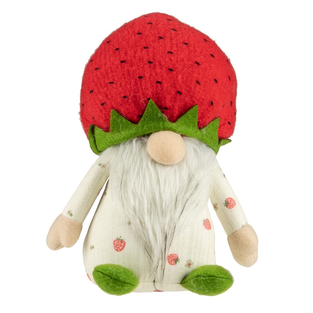 9.5" Green and Red Boy Springtime Strawberry Gnome