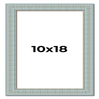 10x18 Frame Blue Ashy Green Distressed Solid Wood Picture Frame Width | 1.625 Inch Moulding Width | Sonoma Blue Frame Complete with UV Acrylic Plexiglass, Foam Board Backing & Hanging Hardware