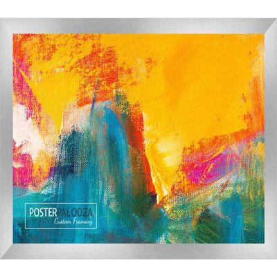 Poster Palooza 24x19 Contemporary Silver Complete Wood Picture Frame with UV Acrylic Plexiglass, Foam Board Backing & Hardware Included