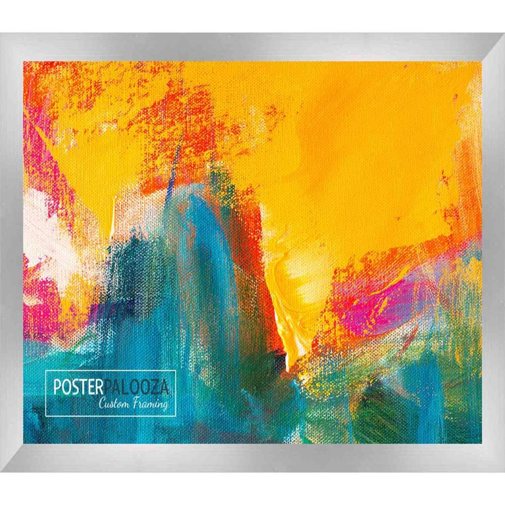 Poster Palooza 24x19 Contemporary Silver Complete Wood Picture Frame with UV Acrylic Plexiglass, Foam Board Backing & Hardware Included
