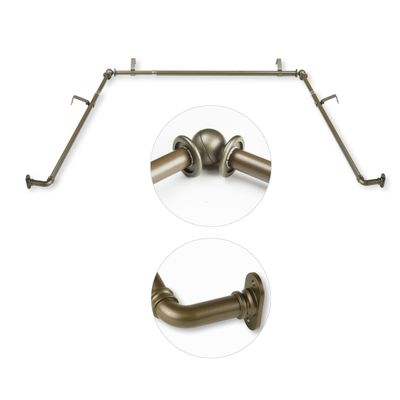 5/8 inch Blackout Bay Curtain Rod 20"-36", 38"-72" - Antique Brass
