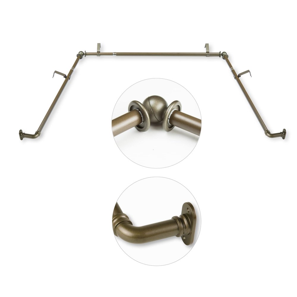 5/8 inch Blackout Bay Curtain Rod 20"-36", 38"-72" - Antique Brass