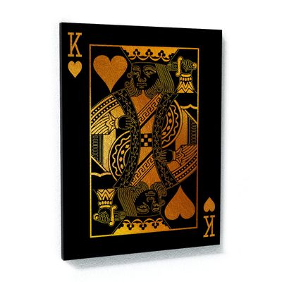 Sense Canvas King Playing Card Canvas Art - Gold Poker Casino Pop Home Decor Print Poster Painting Large 30x40 / 1.5"