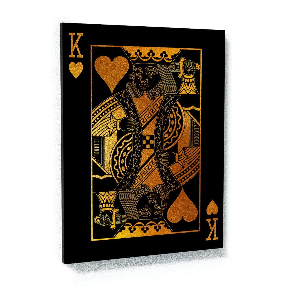 Sense Canvas King Playing Card Canvas Art - Gold Poker Casino Pop Home Decor Print Poster Painting Large 30x40 / 1.5"