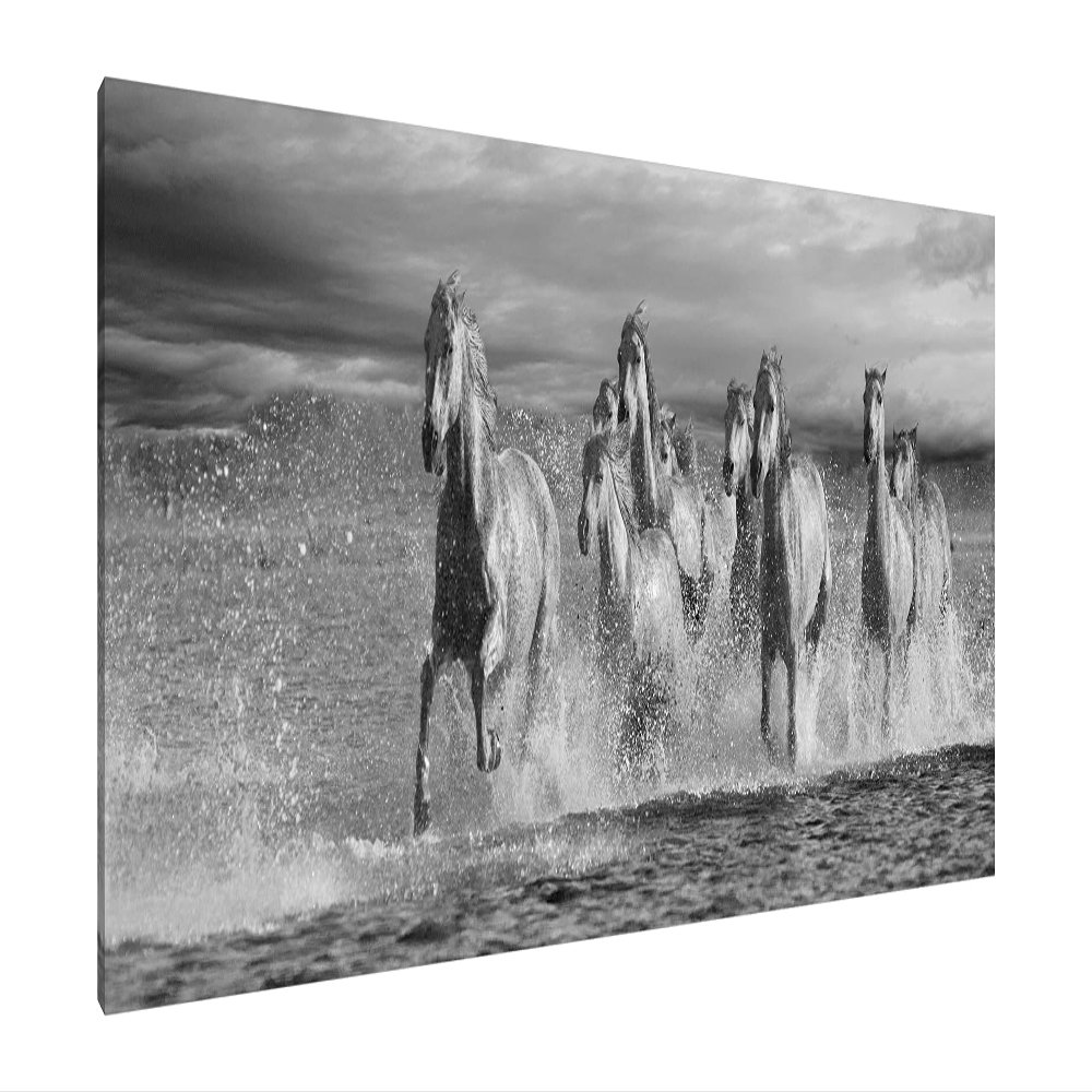 Jaxson Rea "Horses Running at the Beach Gallery Wrapped Canvas by Jorge Llovet, 45" x 15"