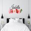 CuteDecals Flower Custom Name Wall Decal - Floral Peonies Roses Camellias Art Decor Flowers Stickers Home Nursery Decoration (Small Wide 20inchx9inch Height) view 1