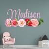 CuteDecals Flower Custom Name Wall Decal - Floral Peonies Roses Camellias Art Decor Flowers Stickers Home Nursery Decoration (Small Wide 20inchx9inch Height) view 3
