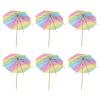 50 Pcs Rainbow Umbrella Toothpick Cocktail Dessert Picks Cocktail Umbrella Parasols Picks Cocktail Stick Cupcake Wooden Pool Party view 1