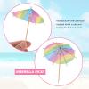 50 Pcs Rainbow Umbrella Toothpick Cocktail Dessert Picks Cocktail Umbrella Parasols Picks Cocktail Stick Cupcake Wooden Pool Party view 4