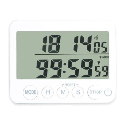 HHWKSJ Digital Kitchen Timer with Mute/Loud Alarm Switch ON/Off Switch, 12 Hour Clock & Alarm, Memory Function Count Up & Count Down for Kids Teachers Cooking, Large LCD Display