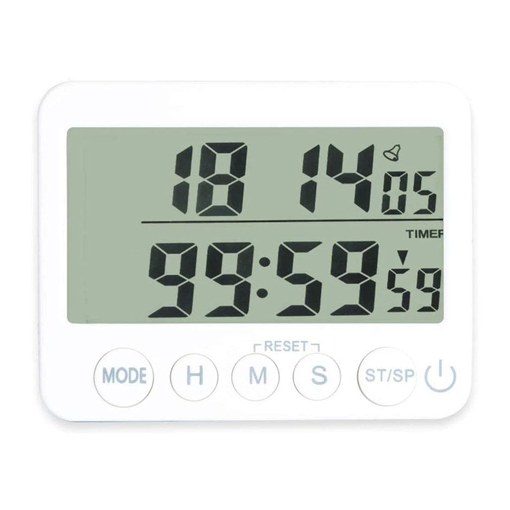 HHWKSJ Digital Kitchen Timer with Mute/Loud Alarm Switch ON/Off Switch, 12 Hour Clock & Alarm, Memory Function Count Up & Count Down for Kids Teachers Cooking, Large LCD Display