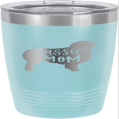 Aussie Dog Mom Laser Engraved Stainless Steel Double-Wall Insulated Vacuum Puppy Dog Lovers Tumbler 20-Ounce Travel Women Coffee Pup Cup Gift Travelling Mug