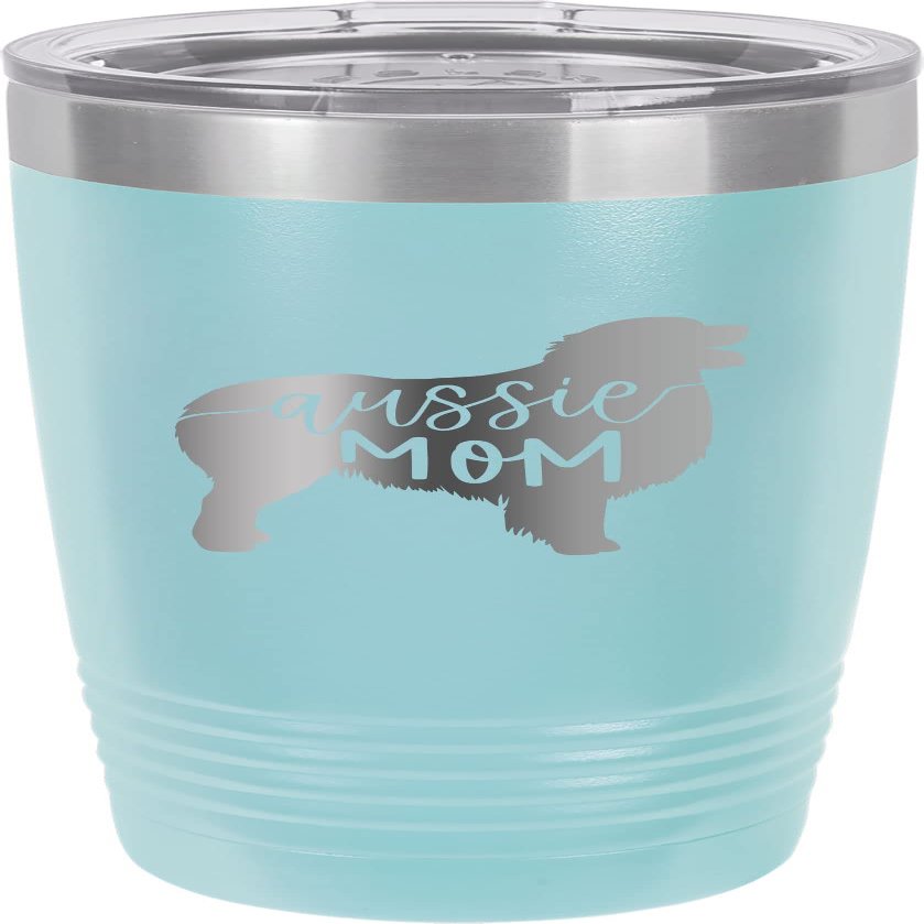 Aussie Dog Mom Laser Engraved Stainless Steel Double-Wall Insulated Vacuum Puppy Dog Lovers Tumbler 20-Ounce Travel Women Coffee Pup Cup Gift Travelling Mug