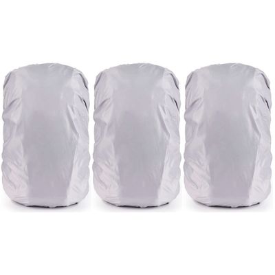 SOLUSTRE 3pcs Backpack Cover Rainproof Rucksack Protector for Outdoor Camping Hiking Ultra-Lightweight Seamless Design Silver Color