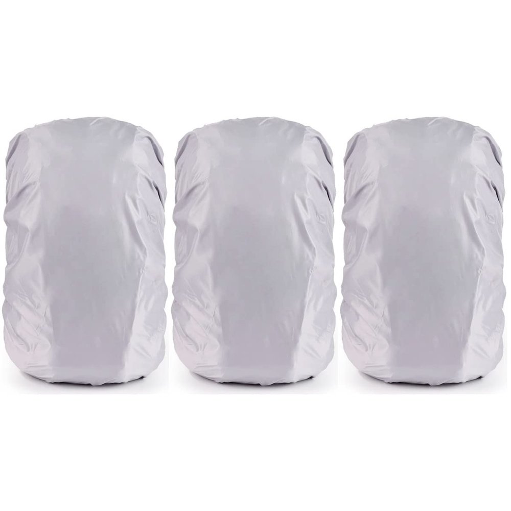 SOLUSTRE 3pcs Backpack Cover Rainproof Rucksack Protector for Outdoor Camping Hiking Ultra-Lightweight Seamless Design Silver Color