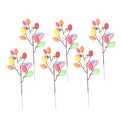 Abaodam Spring Easter Party Decorations 6Pcs Easter Egg Tree Branches Flower Picks Flower Arrangement Ornament Foam Stems for Eggs Spring Party Home Decoration Easter Tree Decorations