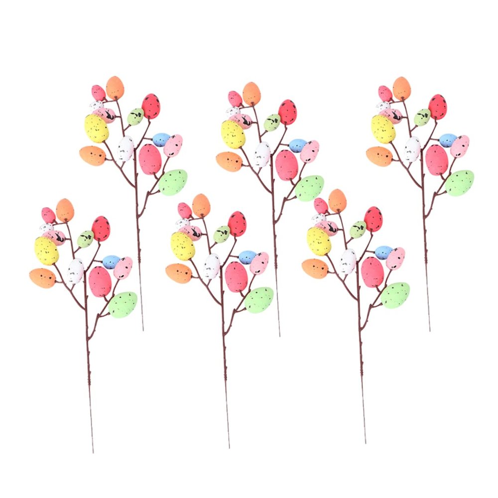 Abaodam Spring Easter Party Decorations 6Pcs Easter Egg Tree Branches Flower Picks Flower Arrangement Ornament Foam Stems for Eggs Spring Party Home Decoration Easter Tree Decorations