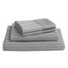 King Giza Sheet Set- 100% Organically Grown Giza Egyptian Cotton, 4-Piece 15-inch Deep Pockets Ultra Soft Sheets - Striped Light Grey view 1