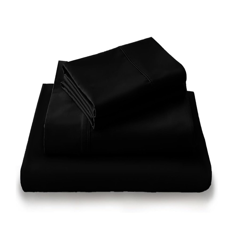 LuckShree King Giza Sheet Set- 100% Organically Grown Giza Egyptian Cotton, 4-Piece 15-inch Deep Pockets Ultra Soft Sheets - Black