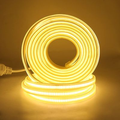 XUNATA COB LED Strip,AC 110V 288LEDs/M Super Bright Warm White 3500K COB LED Rope Light,Flexible Outdoor Waterproof IP65 FOB Tape Strip Light with US Plug for Party Stage Living Room Decor(30m/98.4ft)
