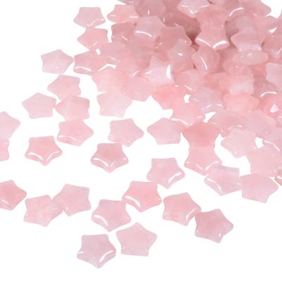 Amogeeli 10pcs Mini Polished Rose Quartz Star Shaped Palm Pocket Stone Decoration for Home Desk Table Meditation Reiki