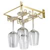 Adjustable Wine Glass Rack Under Cabinet, 2 Row Wine Glass Holder Stemware Rack Hanger, Under Shelf Stemware Storage Rack For Cupboard Kitchen Bar, Can Hang 4-6 Cups (25*22.5*5cm) ( Color : Gold ) view 1