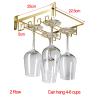 Adjustable Wine Glass Rack Under Cabinet, 2 Row Wine Glass Holder Stemware Rack Hanger, Under Shelf Stemware Storage Rack For Cupboard Kitchen Bar, Can Hang 4-6 Cups (25*22.5*5cm) ( Color : Gold ) view 2