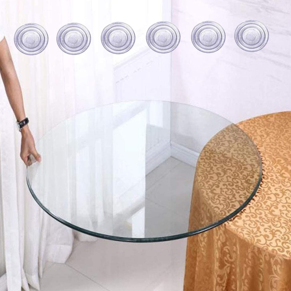 KDLKCT6 Tempered Glass Table Top,  15in 17in 25in 27in 29in 31in, Polished Edge Round Glass Table Top, with Non-Slip Pad, Easy to Install, Protect The Original Desktop,1/3" Thick,