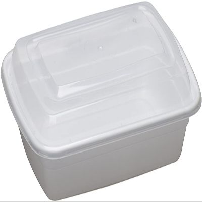 28 oz. White Rectangular Microwavable Container with Clear Lid, Bento Lunch Box, Plastic Take-Out Food Containers (Case of 150)