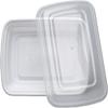 28 oz. White Rectangular Microwavable Container with Clear Lid, Bento Lunch Box, Plastic Take-Out Food Containers (Case of 150) view 2