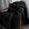 Adyrescia Chunky Knit Blanket Throw | 100% Hand Knit with Jumbo Chenille Yarn (50"x60", Raven Black) view 2